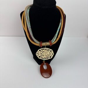 Chico's Multicolor Layered Necklace with Dual Pendants